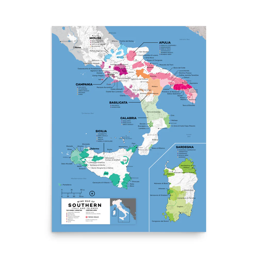 Italy Southern Islands Wine Map - 2nd Edition - Image 3