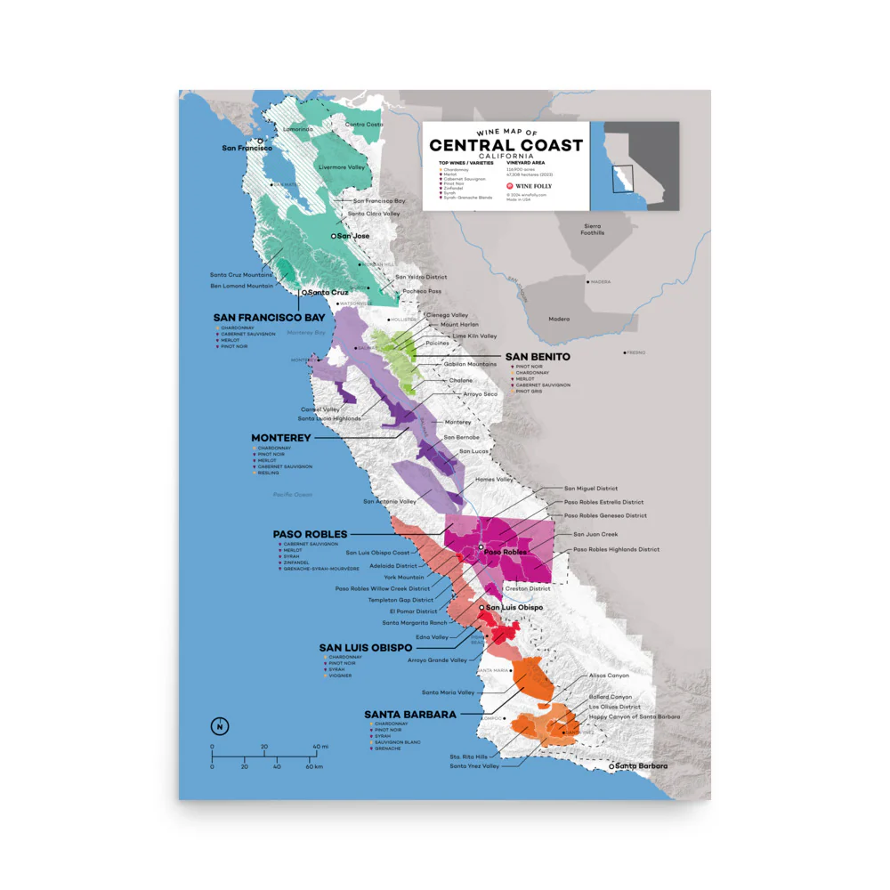USA Central Coast, California Wine Map - 2nd Edition - Image 3