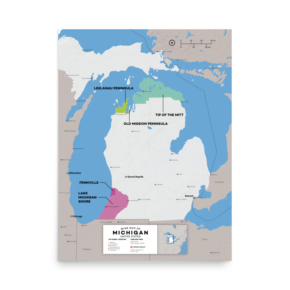 USA Michigan Wine Map - 2nd Edition - Image 3